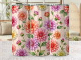 Dahlia Floral Tumbler Sublimation Design PNG | 20oz Skinny Tapered Seamless Watercolor Digital Download thumbnail 5