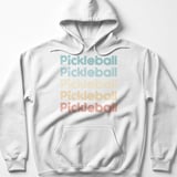 Pickleball Gildan Fleece Hoodie, Retro Striped Pickleball Stacked Line Graphic, Court Pullover Sweatshirt thumbnail 7