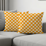 Distressed Orange Checkerboard Woven Blanket, Grunge Checkered Velveteen Blanket, Retro Indie Alt Throw Pillow Cover thumbnail 9