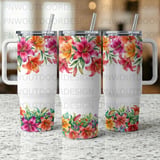 40oz Tumbler Sublimation PNG, Distressed Lily Floral Seamless Tapered Wrap, Add Name for Personalization, Digital Design, Free Car Coasters thumbnail 5