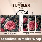 Pink Camellia Flower Tumbler Design, Digital Paper Pack, Watercolor Floral Backgrounds, Junk Journal, Scrapbooking, Printable PNG Digital thumbnail 7