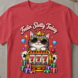 Feelin' Slotty Casino Cat T-Shirt thumbnail 4