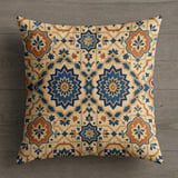 Moroccan Tile Pillow Cover, Geometric Bohemian Cushion Case, Mediterranean Accent Home Decor, Blue Orange Global Pattern Throw Pillow thumbnail 9