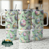 Easter Bunny Digital Download, Quilted Eggs, 40oz Tumbler Sublimation Wrap, Seamless Distressed Tapered, Easter Pattern Digital thumbnail 3