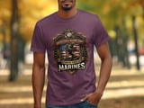 United States Marine Corps Semper Fidelis T-Shirt | USMC Emblem Patriotic Military Veteran Gift | American Flag Graphic Tee thumbnail 6