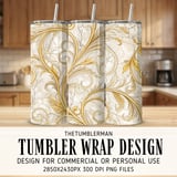 20 oz Skinny Tumbler Wrap Sublimation Design, Marble Gold Floral, Straight and Tapered Wrap png, Digital Download, Elegant Tumbler thumbnail 1