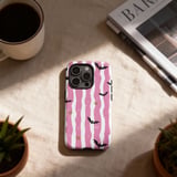 Distressed Pink Stripe Bat Phone Case | Spooky Cute Goth Kawaii Bat Pattern Tote Bag | Y2K Aesthetic Gift thumbnail 11