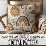 Boho Digital Pattern, Sun Moon Star Pattern, Rainbow Digital Bundle, Celestial Pattern, Boho Nursery Art Print, JPEG PNG Digital Products thumbnail 5