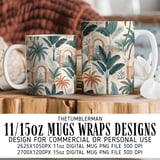 Tropical Palm Tree Digital Pattern, Digital Bundle, Boho Leaves Seamless, Vintage Wall Art Printable, Exotic Jungle Plant Clipart, Digital thumbnail 4