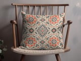 Mediterranean Tile Pillow Cover, Boho Terracotta & Grey Ornate Pattern Pillow Case, Global Chic Decorative Cushion thumbnail 4