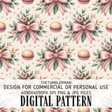Digital Pattern, Macarons and Bows, Seamless Repeat Pattern, Digital Bundle, Food and Floral Pattern, Commercial Use, Graphic Design thumbnail 1