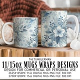 Winter Floral Tumbler Design, Watercolor Flower Digital Paper, Scrapbooking Paper, Printable Tumbler Png, Flower Junk Journal Pages Digital thumbnail 4