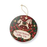 Baby First Christmas Ornament, Custom Rocking Horse Keepsake, Personalized Vintage Holiday Ornament, Heirloom Baby Shower Gift thumbnail 5