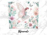 Floral Fairy 20oz Seamless Tumbler Wrap Digital, Watercolor Flowers, Fantasy Girl, Elegant Tumbler Design, Sublimation, Instant Download thumbnail 5