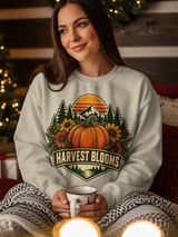 Vintage Fall Pumpkin Sweatshirt, Retro Harvest Blooms Hoodie, Cozy Autumn Mountain Graphic Tote Bag, Cute Cottagecore Floral Halloween Gift thumbnail 3