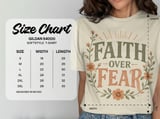 Faith Over Fear T-Shirt, Christian Inspirational Quote Tee, Rustic Boho Floral Faith Shirt, Encouragement Gift for Her, Spiritual Top thumbnail 9