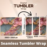 20 oz Skinny Tumbler Wrap, Agate Stone Sublimation Design, Gold Veins, Straight and Tapered Wrap png, Digital Download thumbnail 5