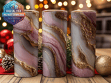 20 oz Skinny Tumbler Wrap, Pink Agate Gold Veins, Sublimation Design, Straight Tapered Wrap png, Digital Download, Tumbler thumbnail 2
