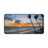 Relaxing Beach Sunset Mouse Pad, Tropical Palm Tree Ocean Desk Mat, Personalizable Coastal Work From Home Aesthetic Office Gift for Traveler thumbnail 3