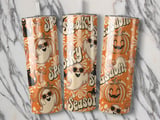 Spooky Season Tumbler Wrap Digital, Retro Halloween Ghost Pumpkin Seamless 20oz Skinny Straight Tumbler Wrap PNG Sublimation Design thumbnail 2