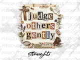 Judge Gently Tumbler PNG, Christian Quote Faith Scrapbook Collage Digital Design, Inspirational 20oz Skinny Sublimation Wrap, Seamless thumbnail 8