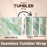 20 oz Skinny Tumbler Wrap, Marble Texture Sublimation Design, Straight and Tapered Wrap png, Green Gold Tumbler Digital Download thumbnail 5