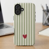 Green Striped Red Heart MagSafe® Phone Case thumbnail 6