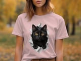 Black Cat Peeking T-Shirt thumbnail 1
