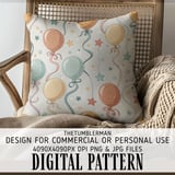 Digital Balloons Pattern, Party Balloons, Starry Sky, Digital Bundle, Seamless Pattern, Fabric Design, Paper Crafts, Instant Download thumbnail 5