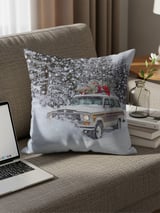 Grand Wagoneer Pillows, Waggy in Snow, Christmas Tree, Pillows and Pillow Cases, Winter Holiday Decor, Car Art, Automotive Gift, Cozy Decor thumbnail 2