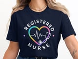 Registered Nurse T-Shirt: Watercolor Heart, Stethoscope, RN Nursing Tee thumbnail 7
