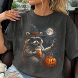 Witchy Iced Coffee Raccoon T-Shirt thumbnail 4