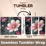 Floral Tumbler Design, Colorful Flowers Digital Papers, Floral Junk Journal Pages, Watercolor Flower Backgrounds, Printable tumbler png thumbnail 7