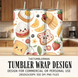 Digital Pattern Bundle, Kawaii Food Pattern, Cute Breakfast Digital, Egg, Pancake, Toast, Strawberry, Banana, Seamless Design, Digital thumbnail 2
