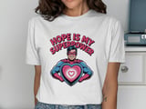 Cancer fighting t-shirt, Hope is My Superpower, Hero Heart Tee, Graphic Novel Style, Positive Message Shirt, Inspirational Clothing thumbnail 4