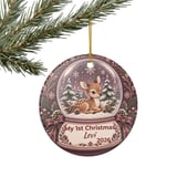 Baby First Christmas Ornament, Custom Woodland Deer Snowglobe Keepsake, Personalized Baby 1st Xmas Gift, Newborn Holiday Tree Ornament thumbnail 7