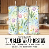 Digital Floral Pattern Bundle, Watercolor Flower Design, Spring Flowers, Daisy, Tulip, Forget Me Not, Digital Paper, Seamless Pattern thumbnail 2