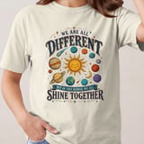Teacher Appreciation Shirt, We Are All Different But In This School We All Shine Together Planets Space Vintage T-Shirt Sweatshirt thumbnail 1