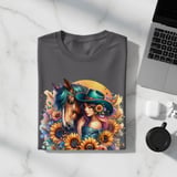 Horse Lover T-Shirt, Cowgirl Shirt, Floral Horse Tee, Horse Girl Gift, Sunflower Horse Lover, Horseback Riding Shirt, Western T-Shirt thumbnail 5