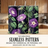 Purple Morning Glory Tumbler Design, Watercolor Flower Digital Paper, Floral Junk Journal, Printable Tumbler PNG, Digital Scrapbook thumbnail 2