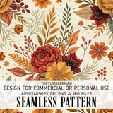 Floral Tumbler Design, Fall Flower Digital Papers, Watercolor Tumbler PNG, Printable Junk Journal Pages, Scrapbooking Paper thumbnail 1