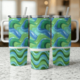 40oz Tumbler Sublimation, Wave Design, Seamless Tapered, Digital Download, Distressed Texture, Blue and Green Digital Paper, Tumbler Wrap thumbnail 3