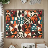 Abstract Geometric Pattern Velveteen Blanket, Woven Blanket, Throw Pillows - Modern Mid-Century Home Decor Gift thumbnail 11