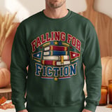 Falling For Fiction Sweatshirt, Bookish Hoodie, Dark Academia Tote Bag, Vintage Reading Crewneck, Cute Book Lover Gift For Readers thumbnail 8