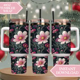 Floral Tumbler Design, Colorful Flowers Digital Papers, Floral Junk Journal Pages, Watercolor Flower Backgrounds, Printable tumbler png thumbnail 8