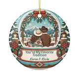 Western Couple Christmas Ornament, Personalized Country Snow Globe Keepsake, Rustic Holiday Tree Decor, Romantic Cowboy Gift for Her or Him thumbnail 3