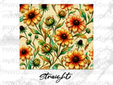 Watercolor Black Eyed Susan Tumbler Wrap PNG, Floral Fall Autumn Seamless Sublimation Design, 20oz Skinny Tumbler Digital thumbnail 13