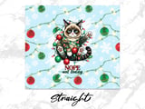 Grumpy Cat Christmas 20oz. Tumbler Wrap PNG, Funny Cat Lover Gift, Nope Not Today Seamless Digital Download, Winter Holiday Design thumbnail 5