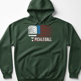 Pickleball Gildan Fleece Hoodie, Pickleball Patriotic USA Flag Graphic Print, Warm Court Pullover thumbnail 5