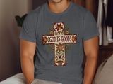 God Is Good Quilted Cross Tee or Sweatshirt, Faux Patchwork Design thumbnail 6